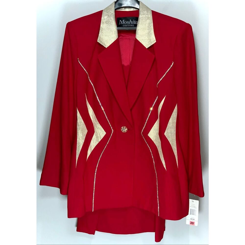 Moshito Couture vintage 90s red skirt suit set size 20W